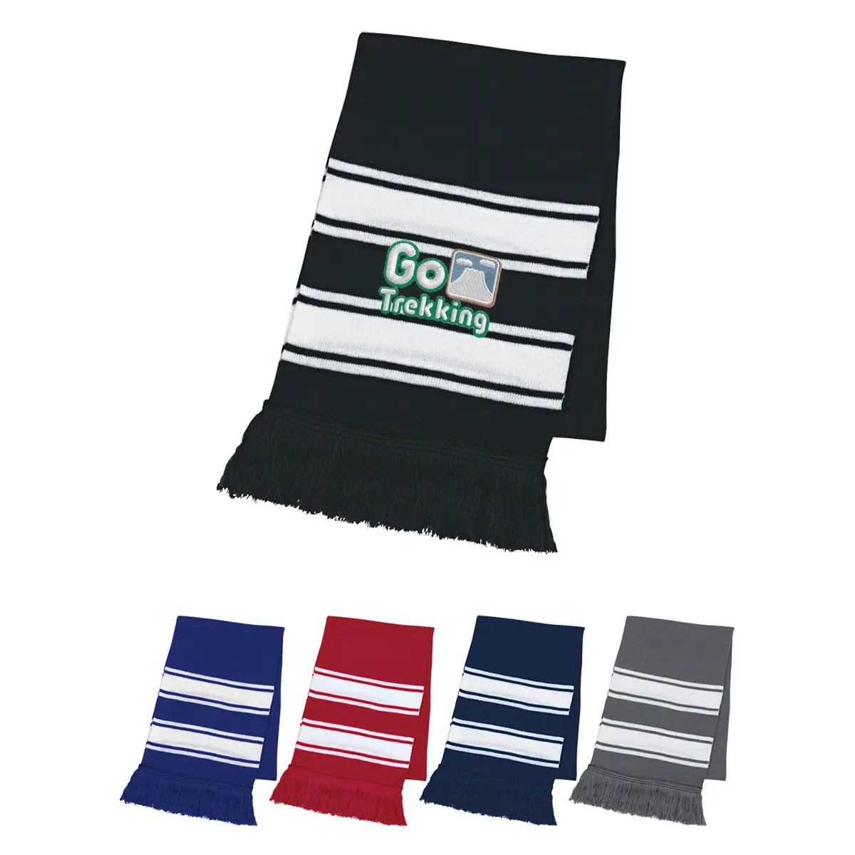Two-Tone Knit Scarf With Fringe - Image 2