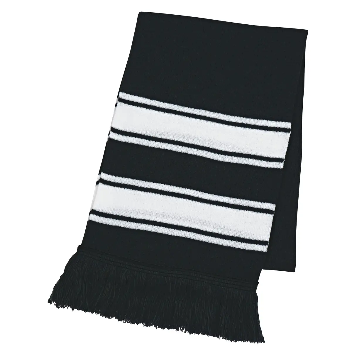 Two-Tone Knit Scarf With Fringe - Image 3