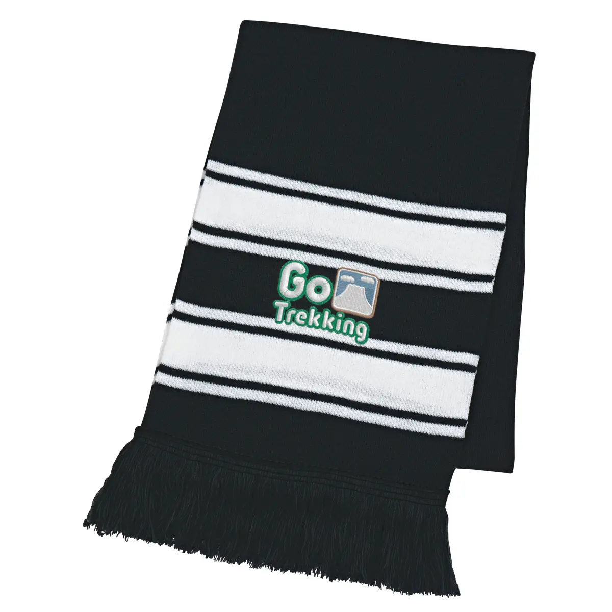 Two-Tone Knit Scarf With Fringe - Image 4
